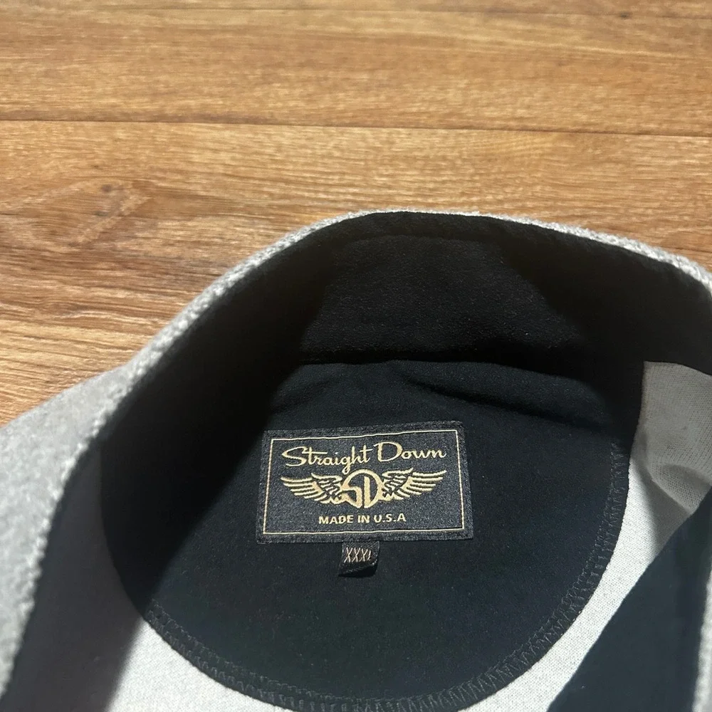 Straight Down Grey Fleece Henley Pullover Mens XXXL Made in USA